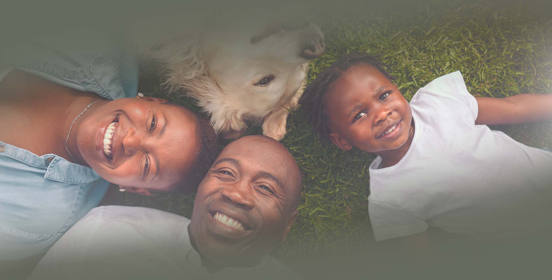 Happy family on lawn